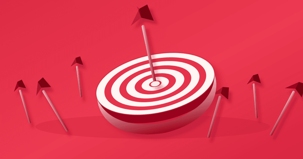 A red target with arrows landing near the center